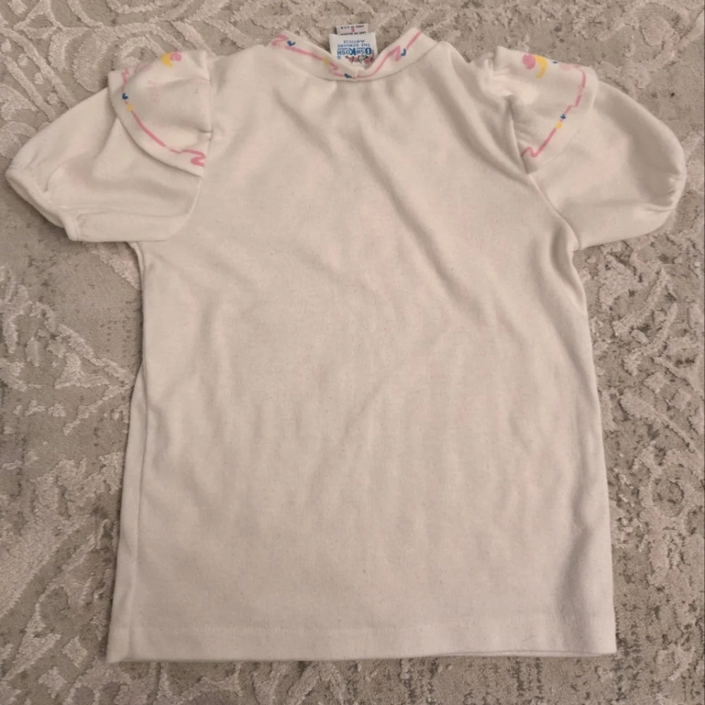 Vintage 1990s OshKosh B'Gosh white short puff sleeved cotton blouse